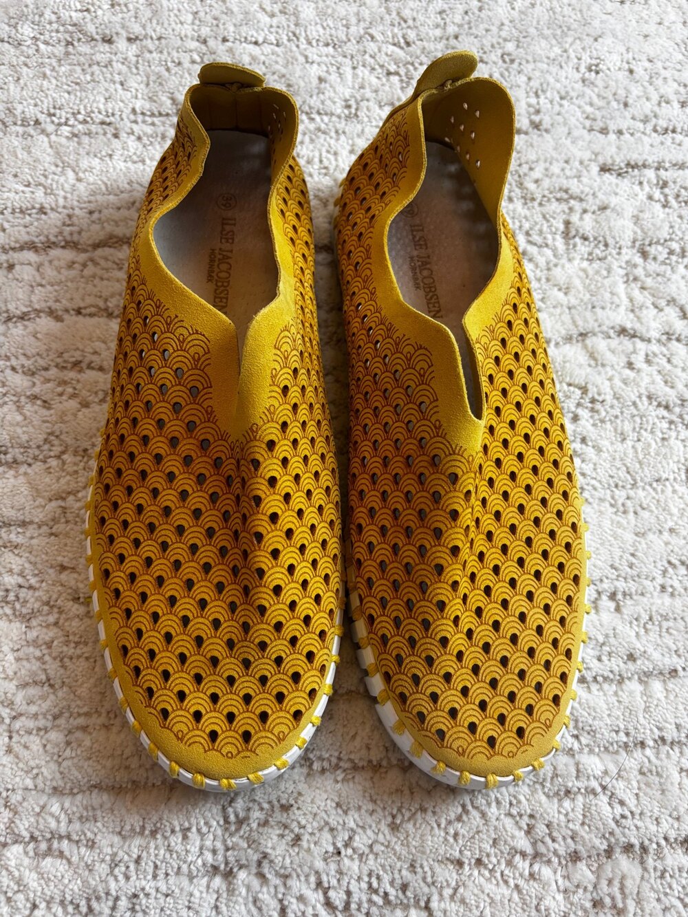 Ilse Jacobsen Yellow Perforated Slip On Sneakers Size 39